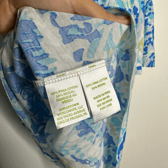 LILLY PULITZER Matteo Bennet Blue Salty Seas One Shoulder Top ruffle womens XXS - Picture 6 of 7